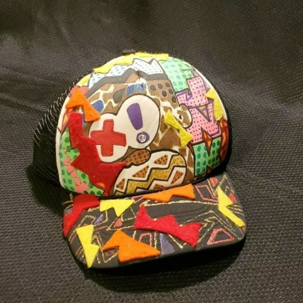 Trucker Hat, Custom Patchwork X! Euc - image 1